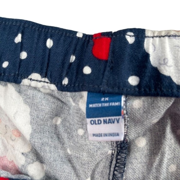 Old Navy Pajama Pants Womens 2X Navy Santa Claus Christmas Flannel Match The Fam - Picture 11 of 14